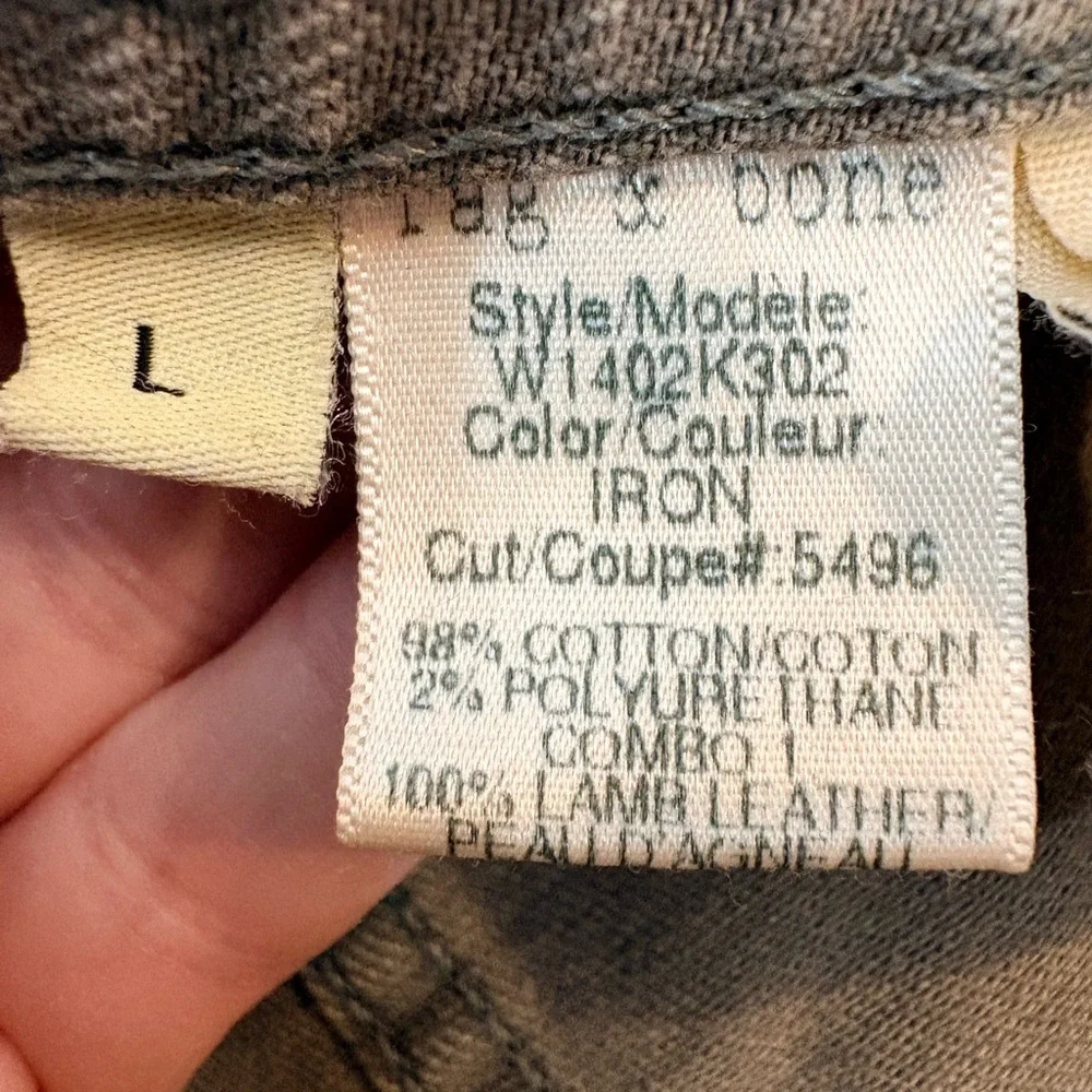 RAG & BONE Iron Denim & Genuine Lamb Leather Sleeve Jacket - Large - Picture 2 of 16